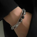 Black Crackle Bead Bracelet