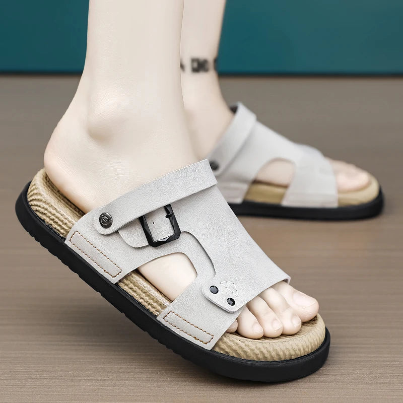 Sandal Men's 2025 Summer New Outdoor Sports Soft-soled Beach Shoes, Trendy and Versatile, Driving with Two Pairs of Flip-flops