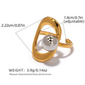 Minimalist Geometric Hollow Shape Design Stainless Steel Rings 18K Gold Plated Waterproof Quality Jewelry For Daily Vacation Etc