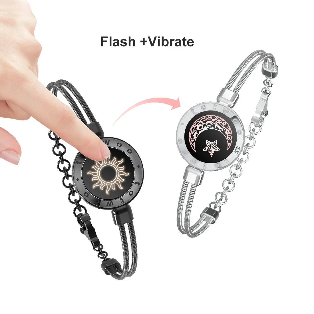 Connected Couple Bracelets – Vibration &amp; Light, Long Distance