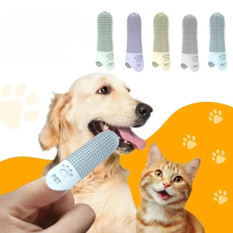 Soft Silicone Dog Toothbrush 360° Finger Toothbrush for Dogs Cats Durable Pet Finger Brush Tooth Cleaning Tool for All Breeds