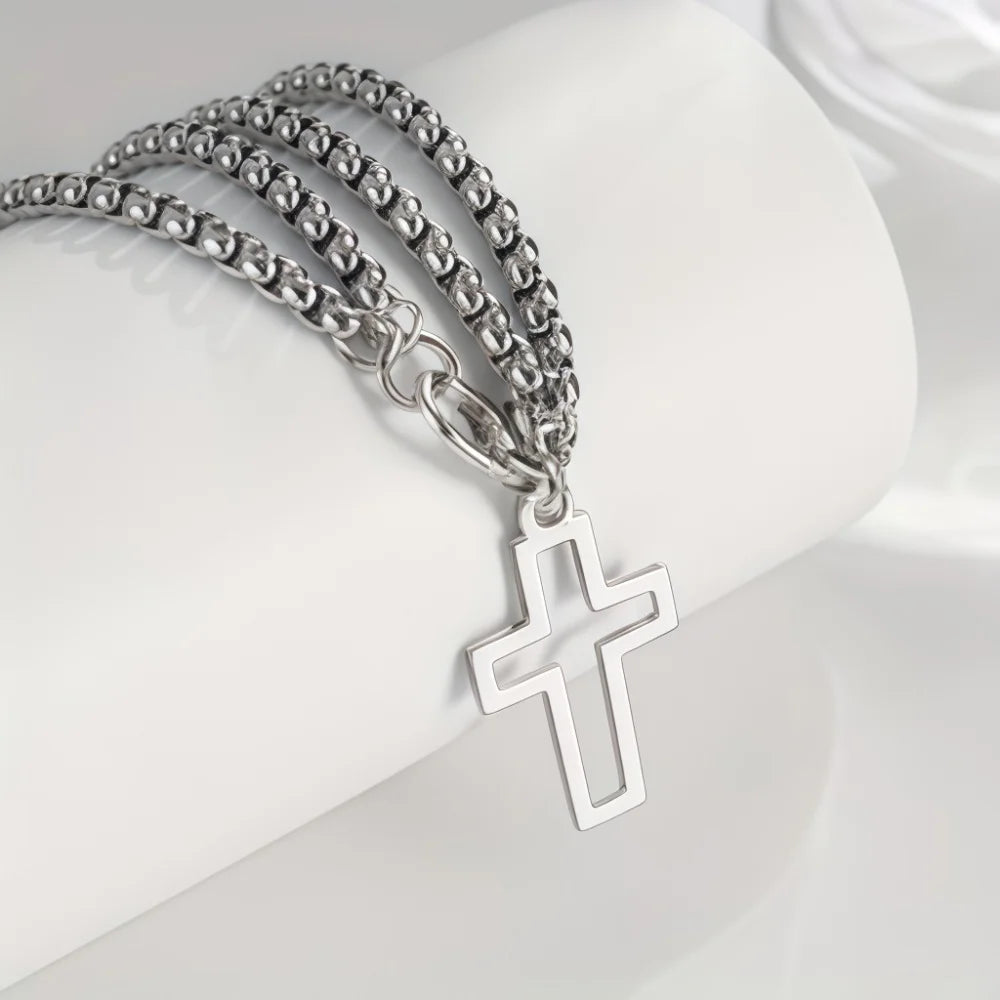 Silver Double-Chain Cross Bracelet