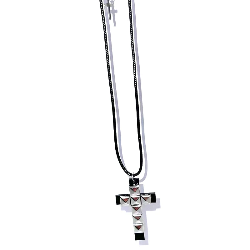 Punk Rock Style Riveted Cross Necklace