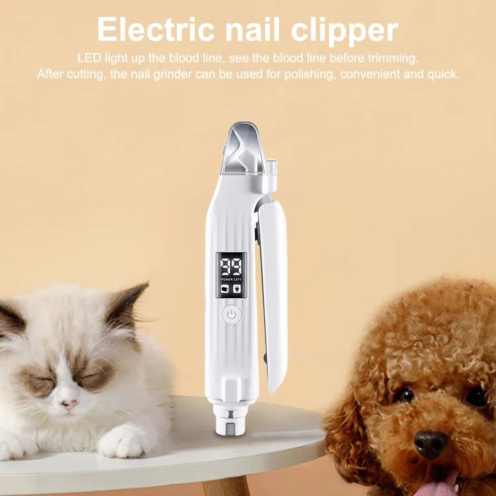 2-in-1 Electric Pet Nail Grinder with LED for Dogs and Cats