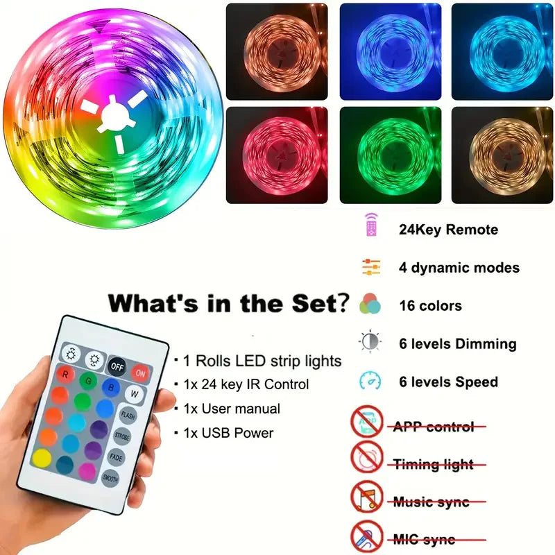 USB LED Strip Lights APP Control Color Changing 5050 RGB Led Light Flexible Lamp Tape for Room Decoration TV Backlight Diode