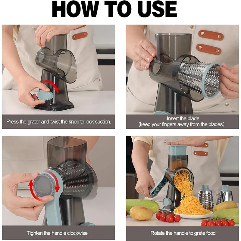 Manual 3-in-1 Rotary Cheese Grater