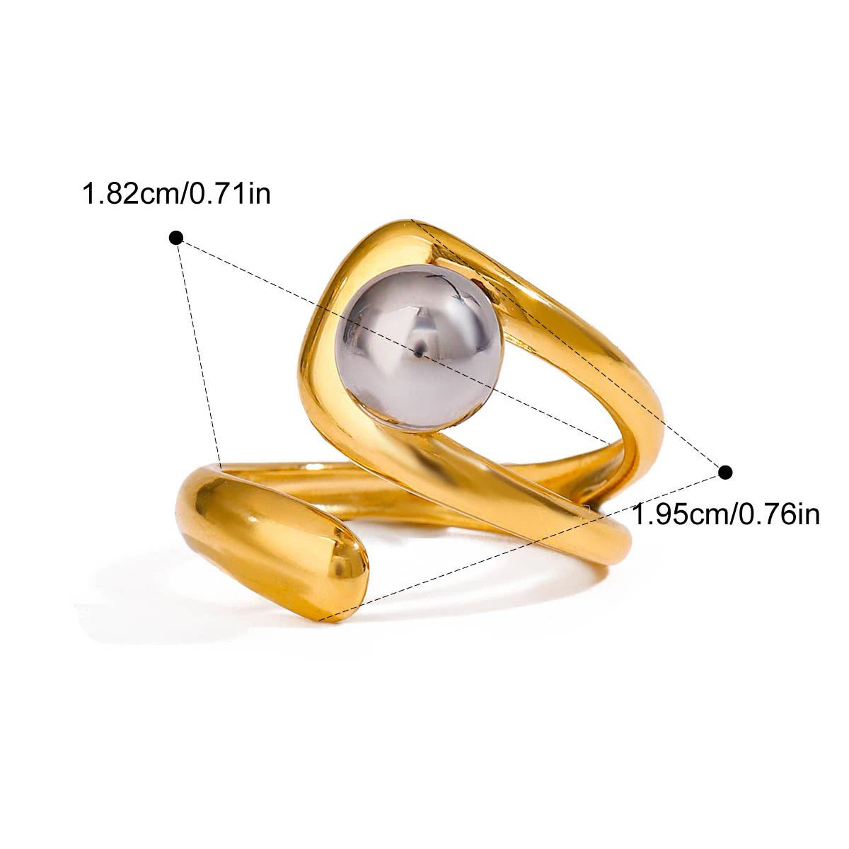 Yori Popular Stainless Steel Metal Geometric Hollow Ring 18 K PVD Plated Jewelry Trendy Opening Ring бижутерия для женщин Gift