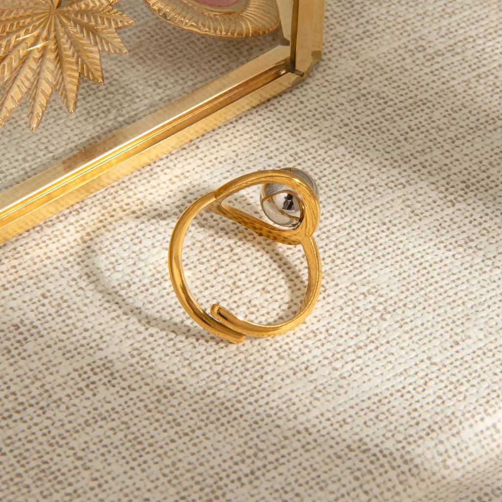 Bague Géométrique Ajourée Plaquée Or 18K