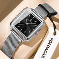 POEDAGAR Square Fashion Ladies Watch Waterproof Stainless Steel Mesh Watch For Woman Elegant Women's Quartz Watches Female Reloj