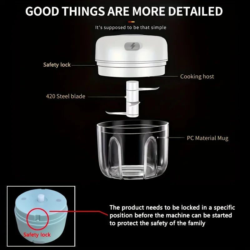 Rechargeable Electric Garlic Chopper 250ml