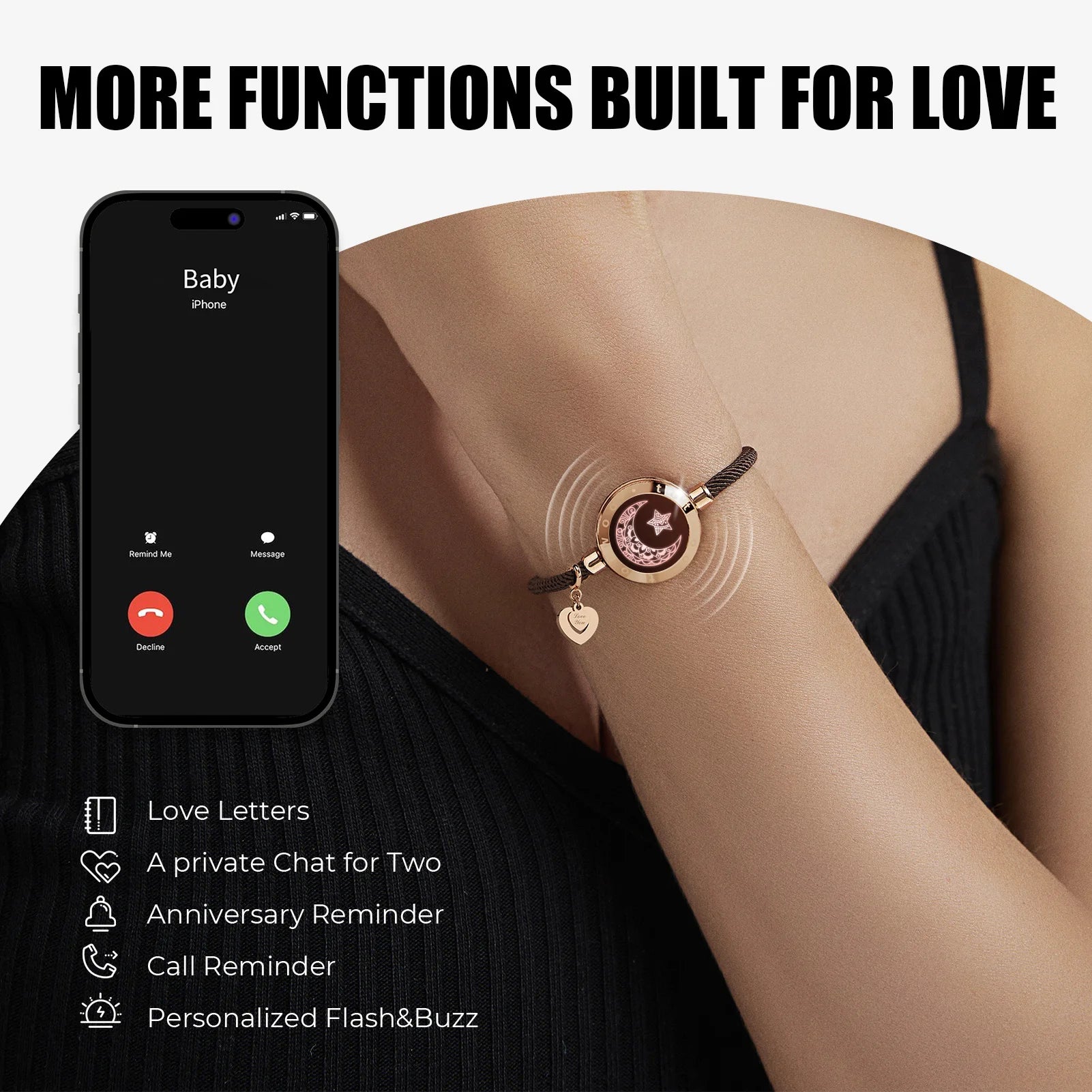 Connected Couple Bracelets – Vibration &amp; Light, Long Distance