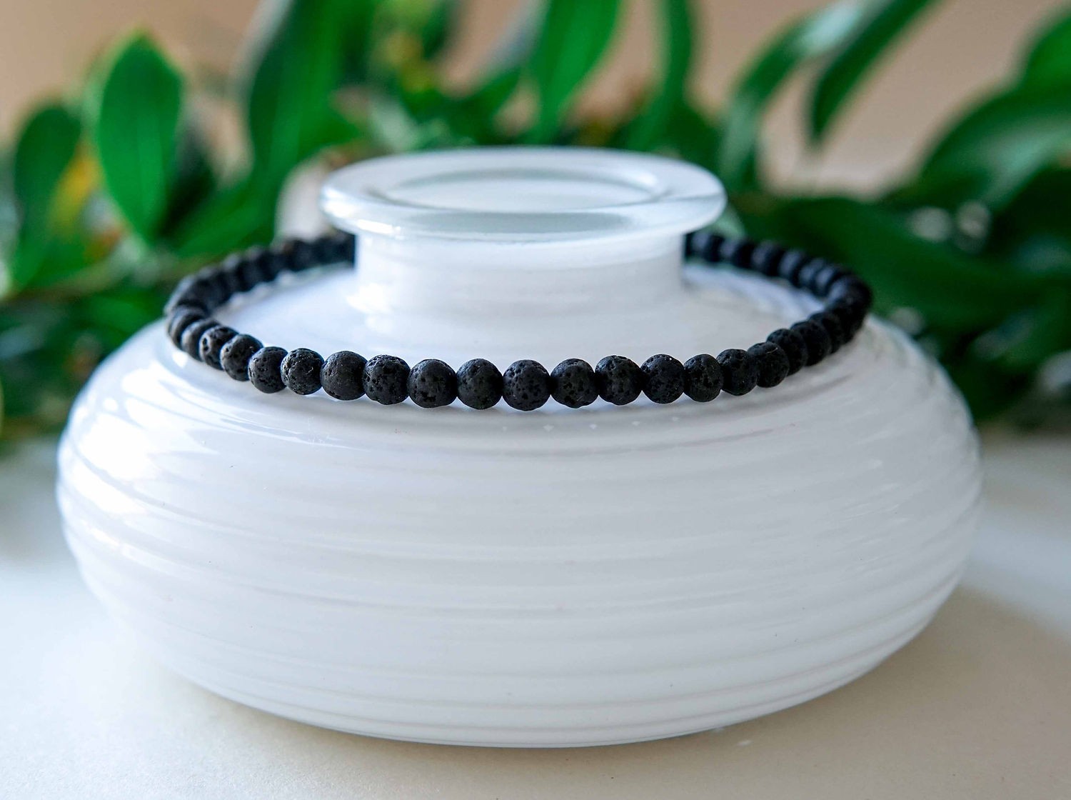 Black Lava Anklet for Men