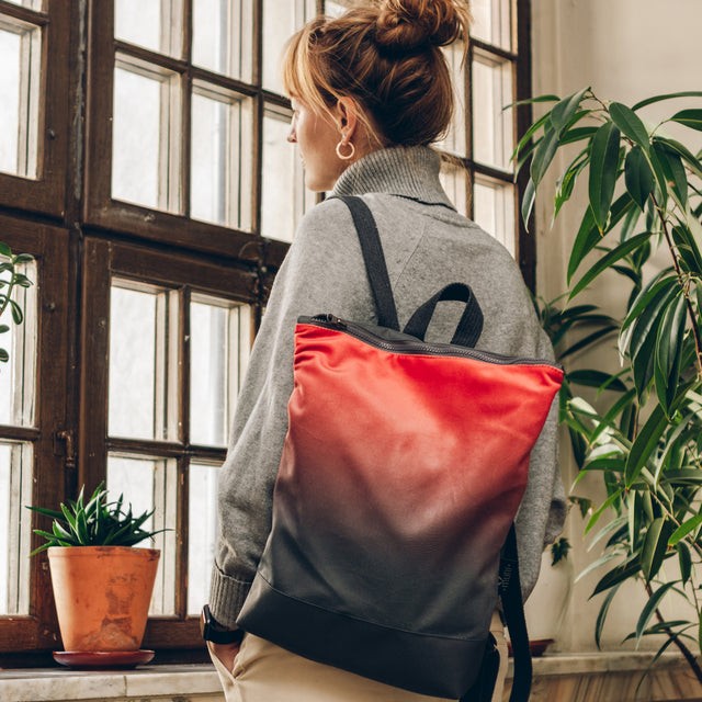 Faux Leather Backpack - Salmon