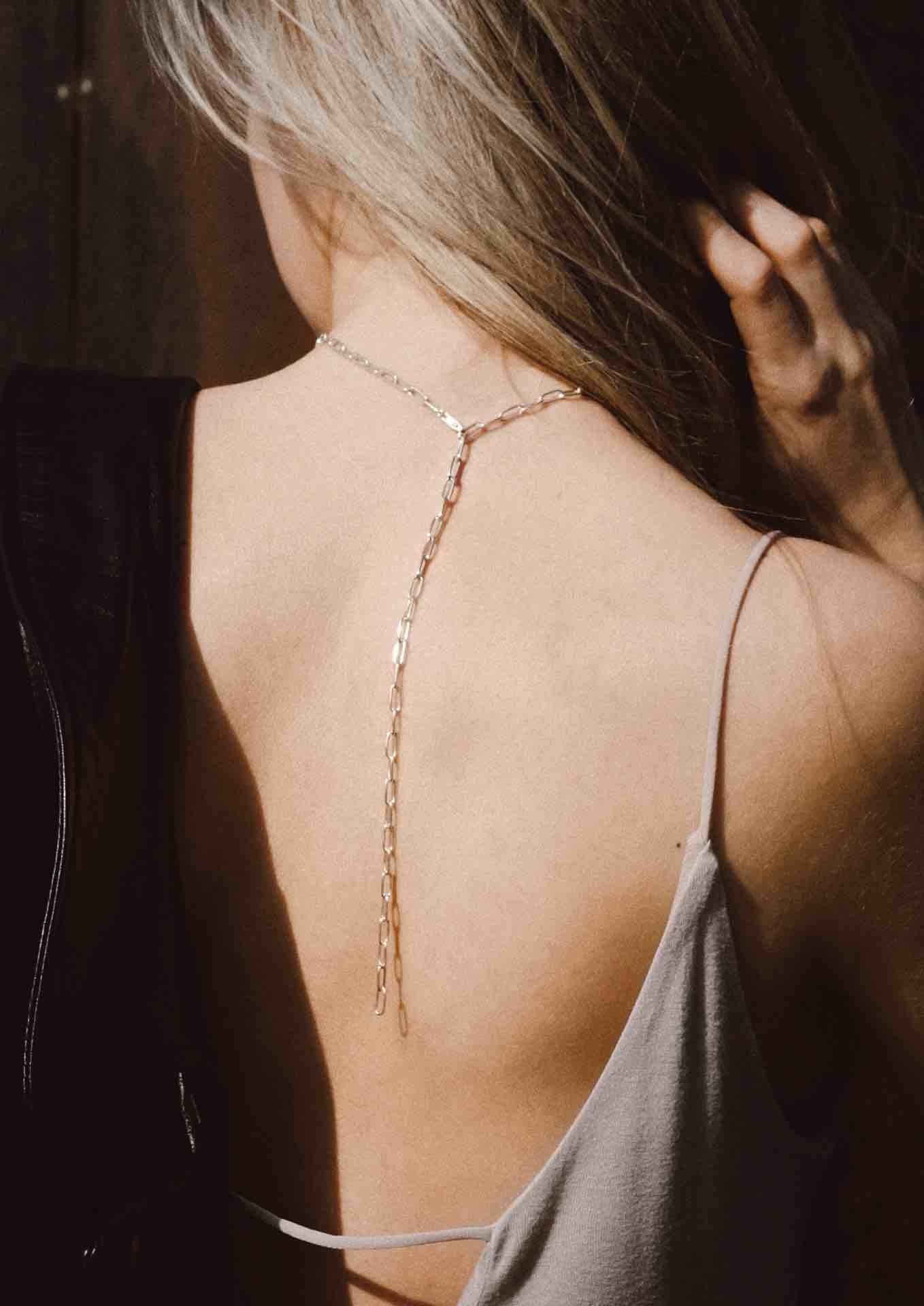 Paper Clip Y-Necklace Silver
